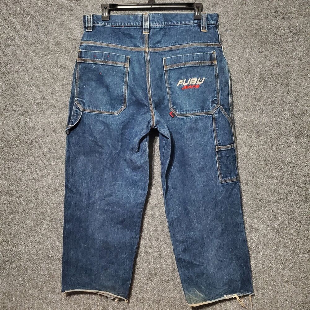Fubu Jeans Mens 38 Blue Denim Loose Baggy Vintage 90s Streetwear Skate Grunge